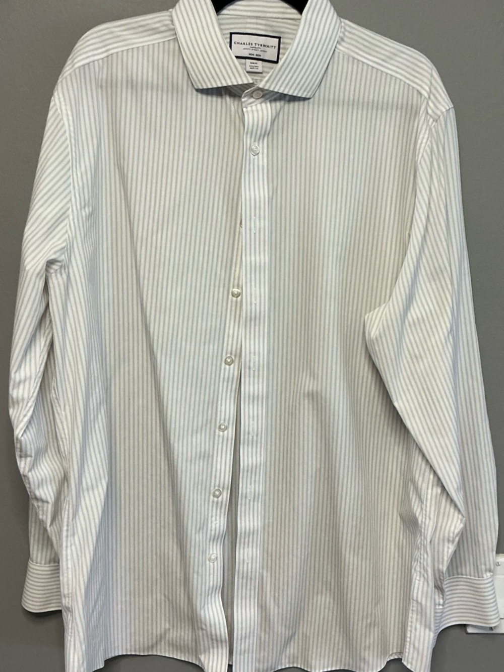 Charles Tyrwhitt White with Gray Pinstripe Dress Shirt